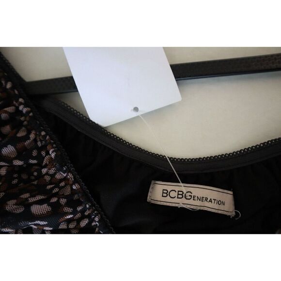 BCBGeneration Women's Sz XS Leopard Printed Ruched Mesh Bodycon Mini Dress - Picture 4 of 12